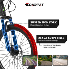 26 in Mountain Bike for Men, Adult Mens Bike with 21 Speed & Disc Brakes