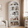 Bookcase 5 Shelf Arched Bookshelf 71.65in Tall Bookcase Farmhouse Display Storage Rack Wooden Bookshelves for Home Office, Living Room(White)