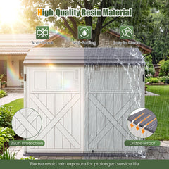 Tangkula Large Outdoor Storage Cabinet 20 Cu.Ft Horizontal Resin Storage Shed