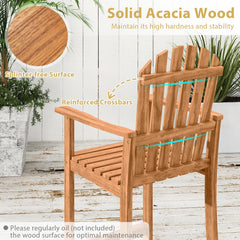 Tangkula Tall Adirondack Chair | Outdoor Acacia Wood Bar Stool with Back
