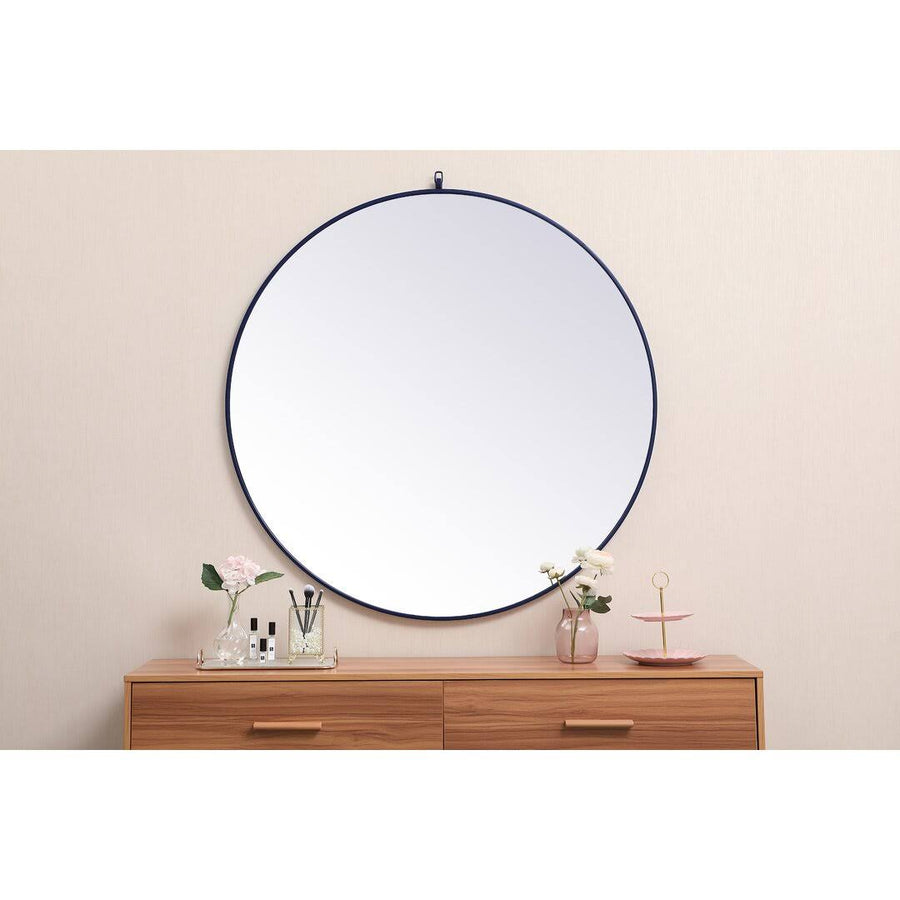 Cassie Round Wall Mirror Finish: Blue, Size: 45" x 45"