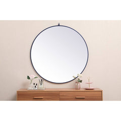 Cassie Round Wall Mirror Finish: Blue, Size: 45" x 45"