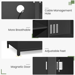 AECOJOY Outdoor Storage Cabinet with TV Mount for 40–85 Inch Tvs, Mobile TV Stand on Wheels