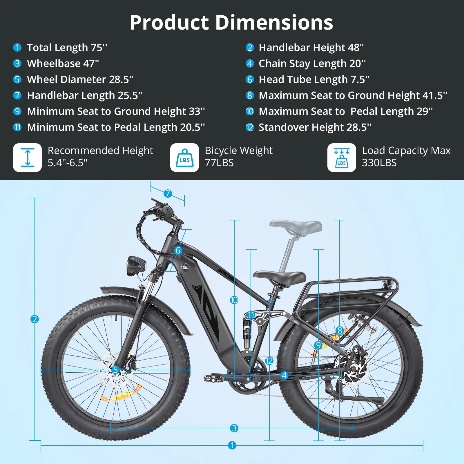 Electric Bike for Adults, 1000W E Bikes for Men, 26" Fat Tire Electric Bikes, 48V 17.5AH Battery, 28MPH, 7 Speed&Dual Hydraulic Disc Brakes, LCD Screen, 60miles Range, Electric Mountain Bicycle