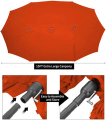 AECOJOY 15x9ft Double-Sided Patio Umbrella, Orange