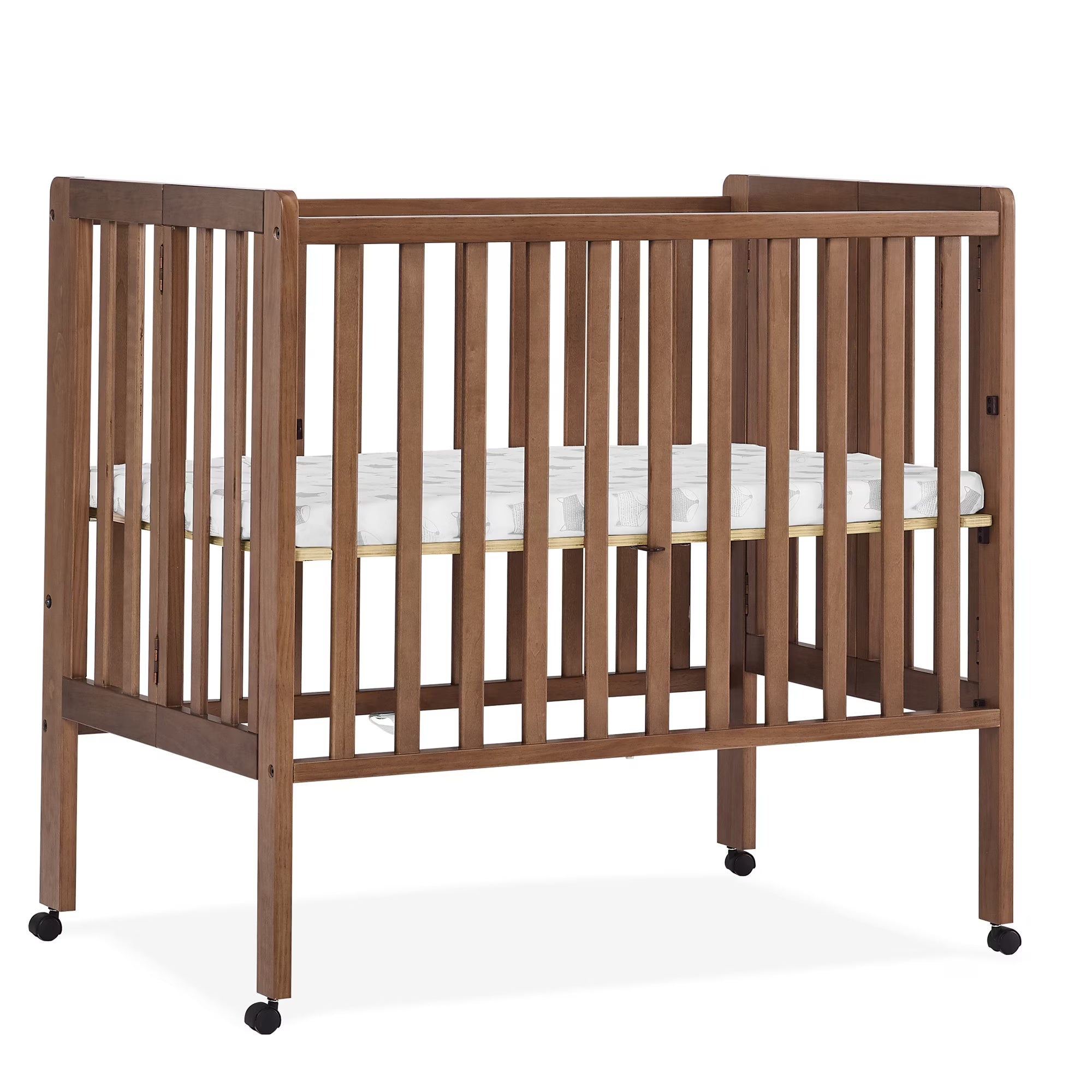 Delta Children Lee Portable Folding Mini Crib with 1.5 - Inch Mattress - Greenguard Gold Certified, Bianca White