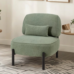 AECOJOY Mid Century Modern Accent Chair, Extra Large Teddy Upholstered Lounge Chair with Pillow
