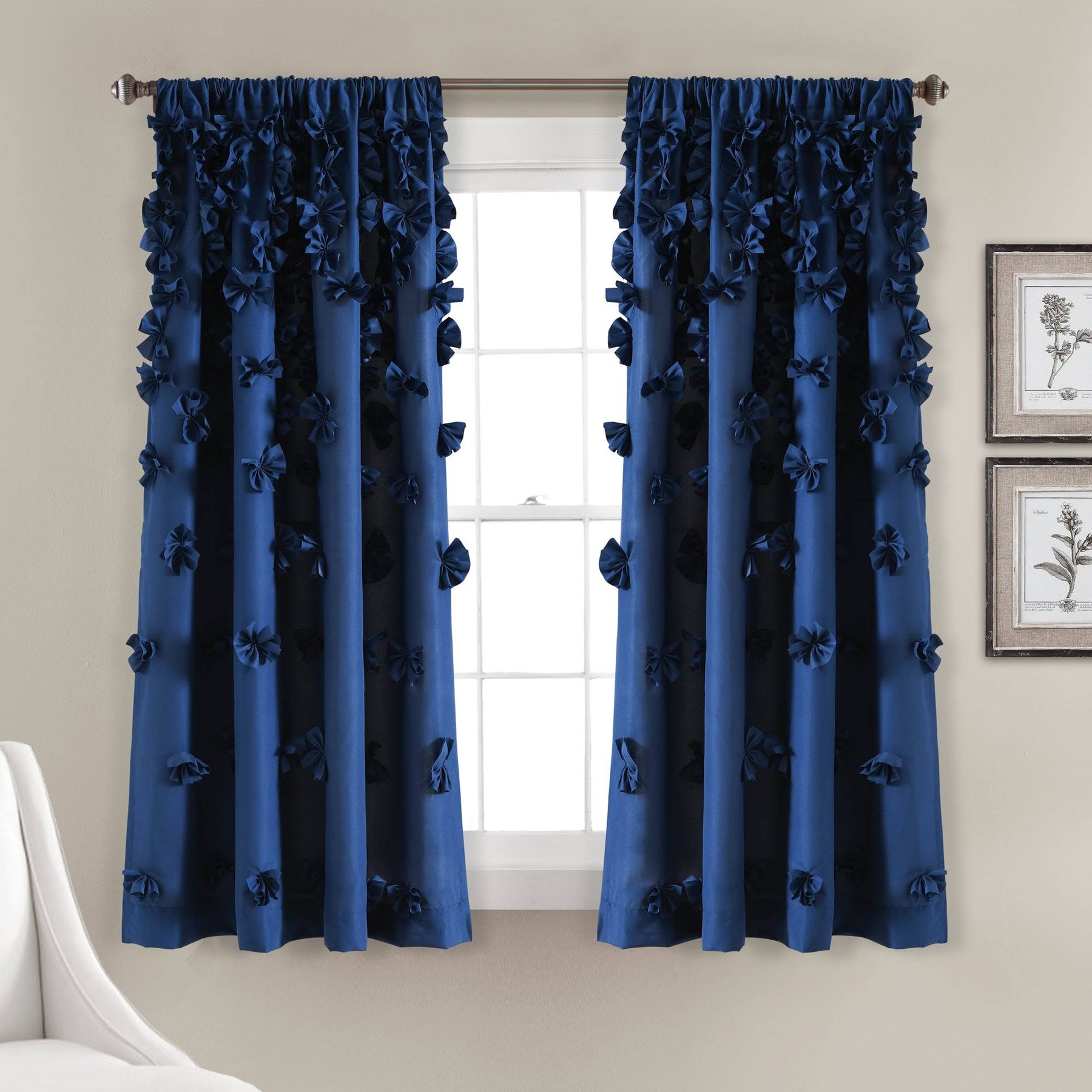 Lush Decor Riley Window Panel Navy / 63" x 54"