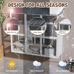 AECOJOY Catio Outdoor Cat Enclosure with Window Access, Large Window Catio Wood Cat House with 4 Platforms & 3 Doors