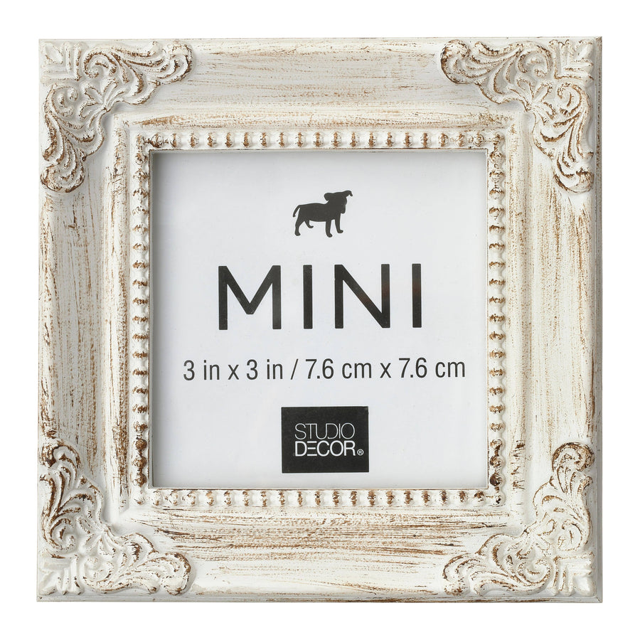 Studio Decor 3" x 3" White Leaf Corner Accents Mini Frame - Each