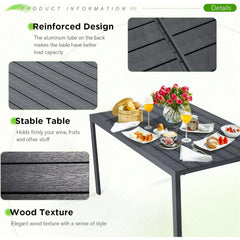 AECOJOY 60" Outdoor Dining Table, Aluminum Patio Table for 6