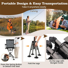 360° Swivel Hunting Chair with Adjustable Equipment Rest & Armrests, Folding All-Terrain Deer Blind Chair for Outdoor Camping, 330LBS Capacity