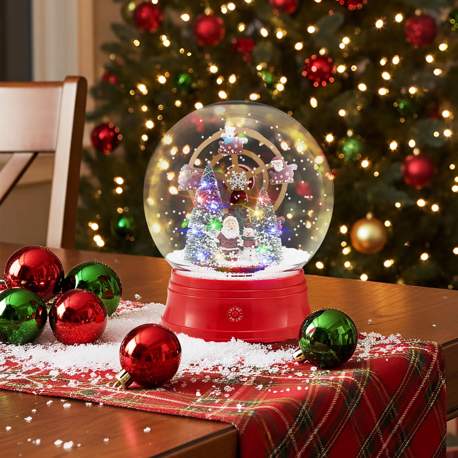 Tangkula 5.3 Ft 2-in-1 Musical Christmas Street Lamp with Falling Snow