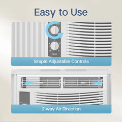 5000 BTU Window Air Conditioner Easy Cool - Capable of Cooling up to 150 Sq Ft. 2 Fan Speeds, 4 - Way Air Direction, Mechanical Control, Filter, for Small Room Air Conditioner, Small Ac Unit