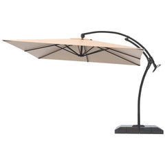 AECOJOY 10x10 FT Cantilever Patio Umbrella with Base, Aluminum Offset Umbrella with 360° Rotation