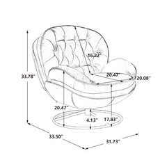 Swivel Accent Chair with Ottoman, Velvet Single Sofa Reading Chair with Metal Frame, Modern Tufted Armchair Comfy Lounge Chairs with Footrest for Living Room, Bedroom, Office, Red