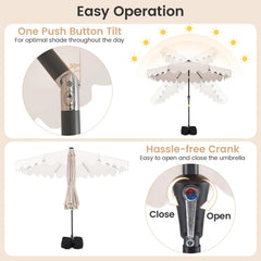 Tangkula 9 FT Solar Patio Umbrella with 32 LED Lights
