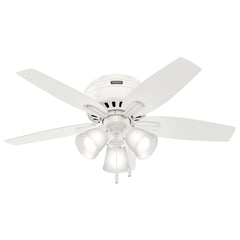 Hunter 42 in. Newsome Low Profile Fresh White Ceiling Fan with Light 51077
