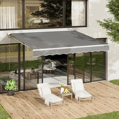AECOJOY 14'x10' Manual Retractable Awning Sun Shade, Patio Awning Canopy