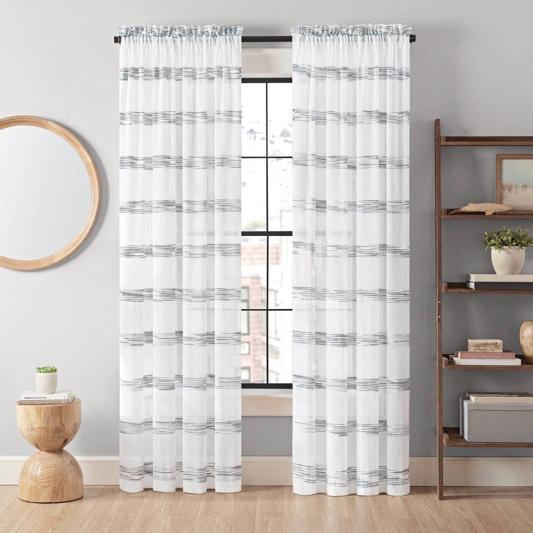 Vue Kyoto Semi-Sheer Window Curtain Panel 52" x 95" Indigo