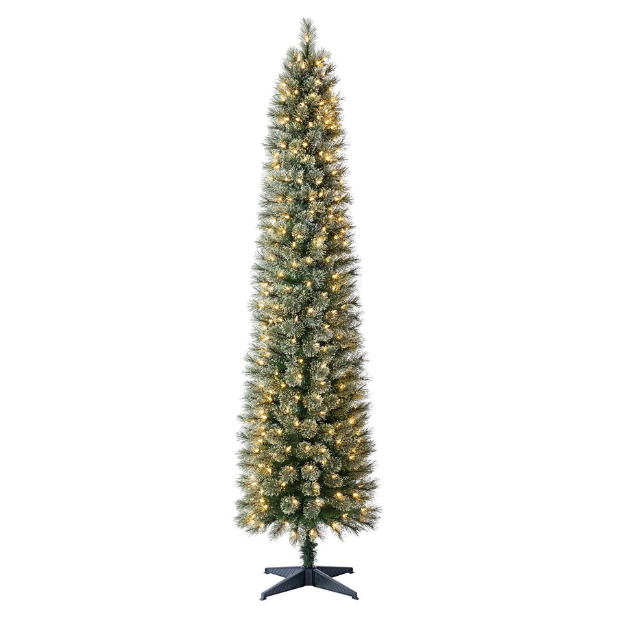 7 ft Pre-Lit Shelton Pencil Fir Artificial Christmas Tree, Clear LED Lights, by Holiday Time