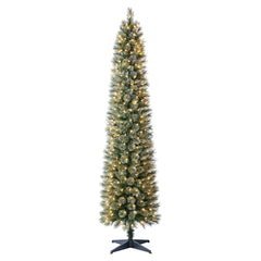 7 ft Pre-Lit Shelton Pencil Fir Artificial Christmas Tree, Clear LED Lights, by Holiday Time