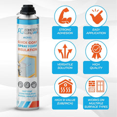 Adhesive Guru Spray Foam Insulation Kit (18 x 32.80 oz/930 Gr - 360 Board Feet), Self - Expanding Adhesive Foam, Closed Cell Heat Insulation & Acustic Spray with Cleaner and Dispensing Gun - 18 Pack