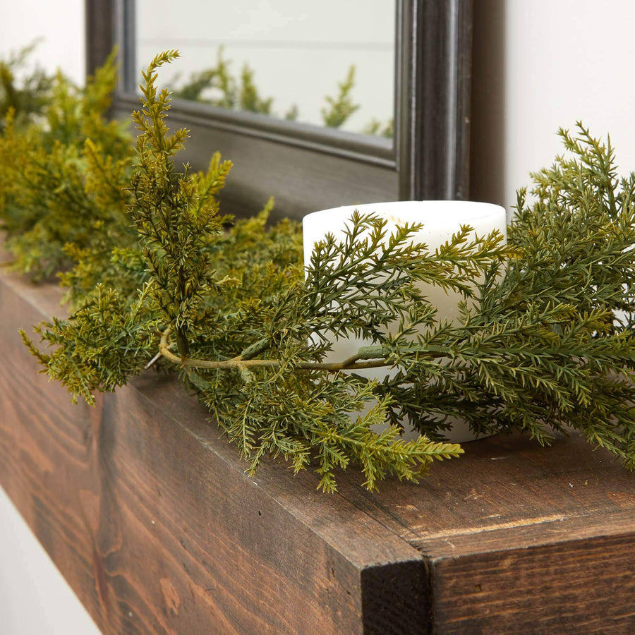 Factory Direct Craft 180cm Realistic Artificial Vinyl Cedar Pine Green Garland for Holiday Home Decor