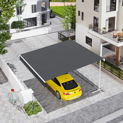 AECOJOY Free Standing Retractable Awning, 10'x8' Patio Awnings Outdoor Manual Sun Shade Shelter, Dark Grey