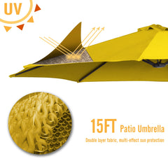 AECOJOY 15x9ft Double-Sided Patio Umbrella, Yellow
