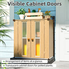 AECOJOY Small Outdoor Storage Cabinet Waterproof with Shelves, Vertical Garden Storage Sheds