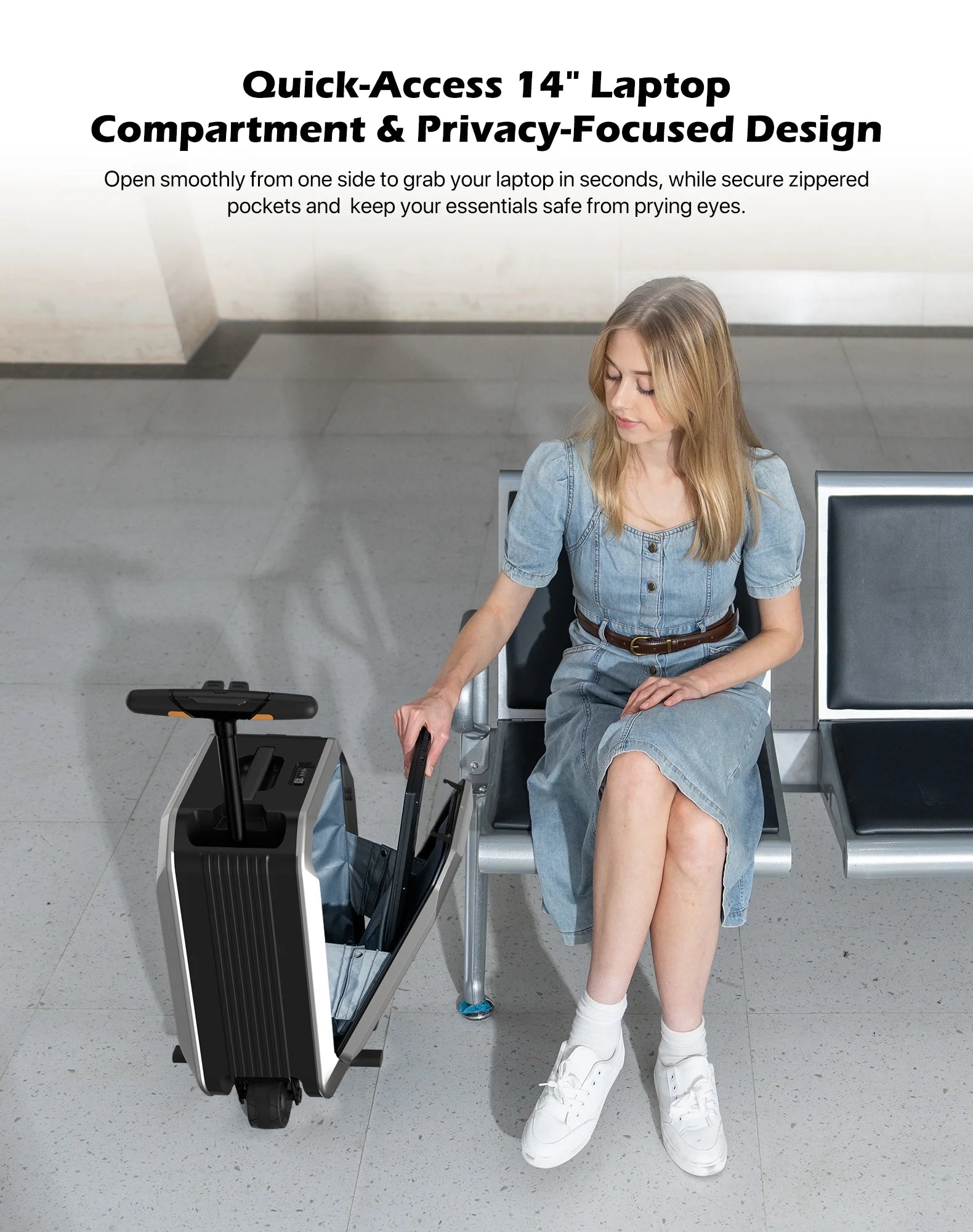 L2 - S Smart Rideable Luggage, Foldable Electric Scooter Suitcase, 6.2 Mph Max Speed, 6.2 - Mile Range, Lightweight Portable Design for Travel & Commute