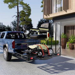 500 LBS Hitch Mount Cargo Carrier with Foldable Ramp, Heavy-Duty Mobility Scooter Wheelchair Carrier for SUV Cars with Stabilizer & 2 Tie-Down Straps