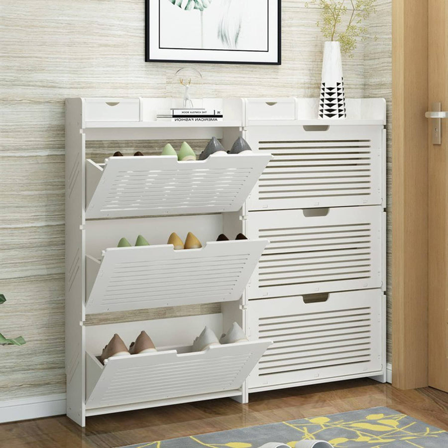 foriy Shoe Cabinet for Entryway Slim 7" Thick Hidden Shoe Storage with 3 Flip Drawers Free Standing Narrow Shoe Cabinet Rack Organizer with