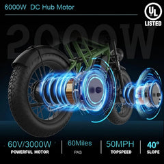 Freego X2pro 6000W(Peak)Motor 60V 30ah Battery Electric Motorcycle for Adults, Electric Dirt Bike Teens, 50MPH Off Road Electric Bicycle, 19x2 Full Suspension/Four - Piston Hydraulic Brake UL2849