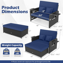 Tangkula Patio Rattan Daybed with 4 Level Adjustable Backrest