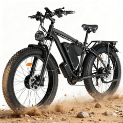 3000W Peak Dual Motor Ebike, 52V 30AH Battery Electric Bike for Adults, 7 - Speed 40MPH AWD Ebike Mountain Snow E - Bike with 26" x 4.0 Fat Tire MTB Hydraulic Disc Brake for Off - Road Snow
