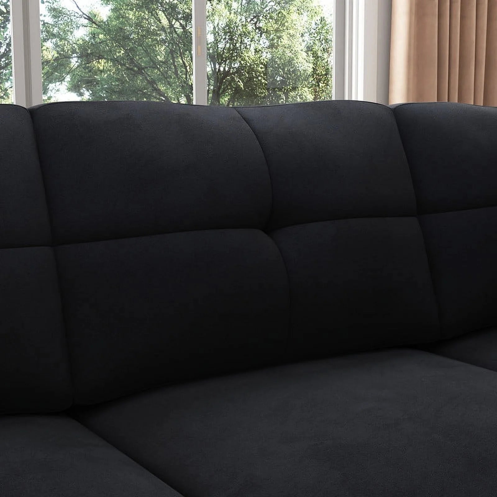 HONBAY Rivet Corner Sofa L - Shaped Sofa Couch Reversible 4 - Seater Couch for Living Room and Apartment, Dark Blue