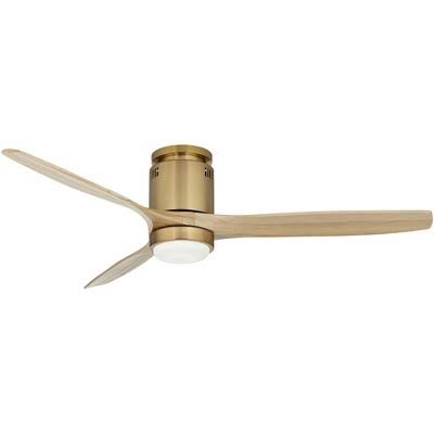 Casa Vieja 52" Windspun Soft Brass LED DC Hugger Ceiling Fan with Remote