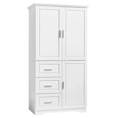 Bathroom Cabinet, 62.2" Tall Storage Cabinet with Doors and Shelves, Freestanding Linen Closet for Bathroom, Kitchen, Living Room, Grey
