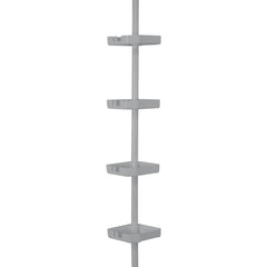Bath Bliss 4 Tier Tension Corner Shower Organizer Caddy, Grey