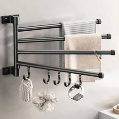 EAQ Towel Rack, Swivel Towel Rack Wall mounted?space Saving Towel holder?aviation Aluminium Towel Bar for Bathroom with Hooks