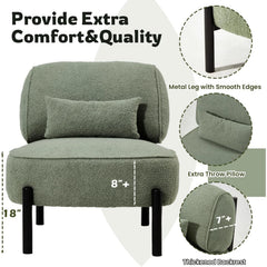 AECOJOY Mid Century Modern Accent Chair, Extra Large Teddy Upholstered Lounge Chair with Pillow