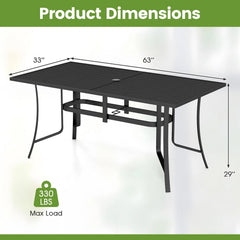Tangkula 66" x 33" Metal Patio Dining Table for 6