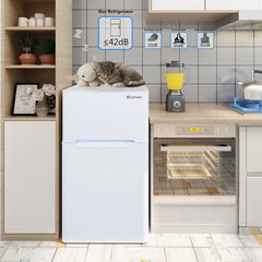 Costway Refrigerator Small Freezer Cooler Fridge Compact 3.2 cu ft. Unit, Grey