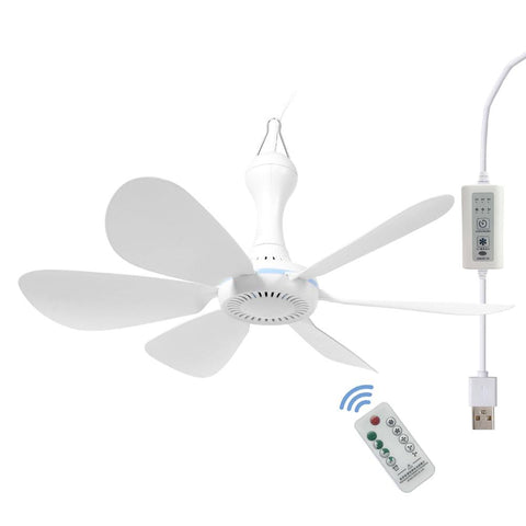 Mengnessly USB Mini Small Ceiling Fan Quiet Camping RV Fans Timing,Speed,Remote Emergency Portable Outdoor Hanging Gazebo Canopy Dorm Fans Silent for