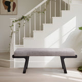 Zesthouse 47.4" Linen Upholstered Bench, Entryway Bench with Solid Wood Legs, Modern Ottoman Bench for Living Bedroom Room, Beige