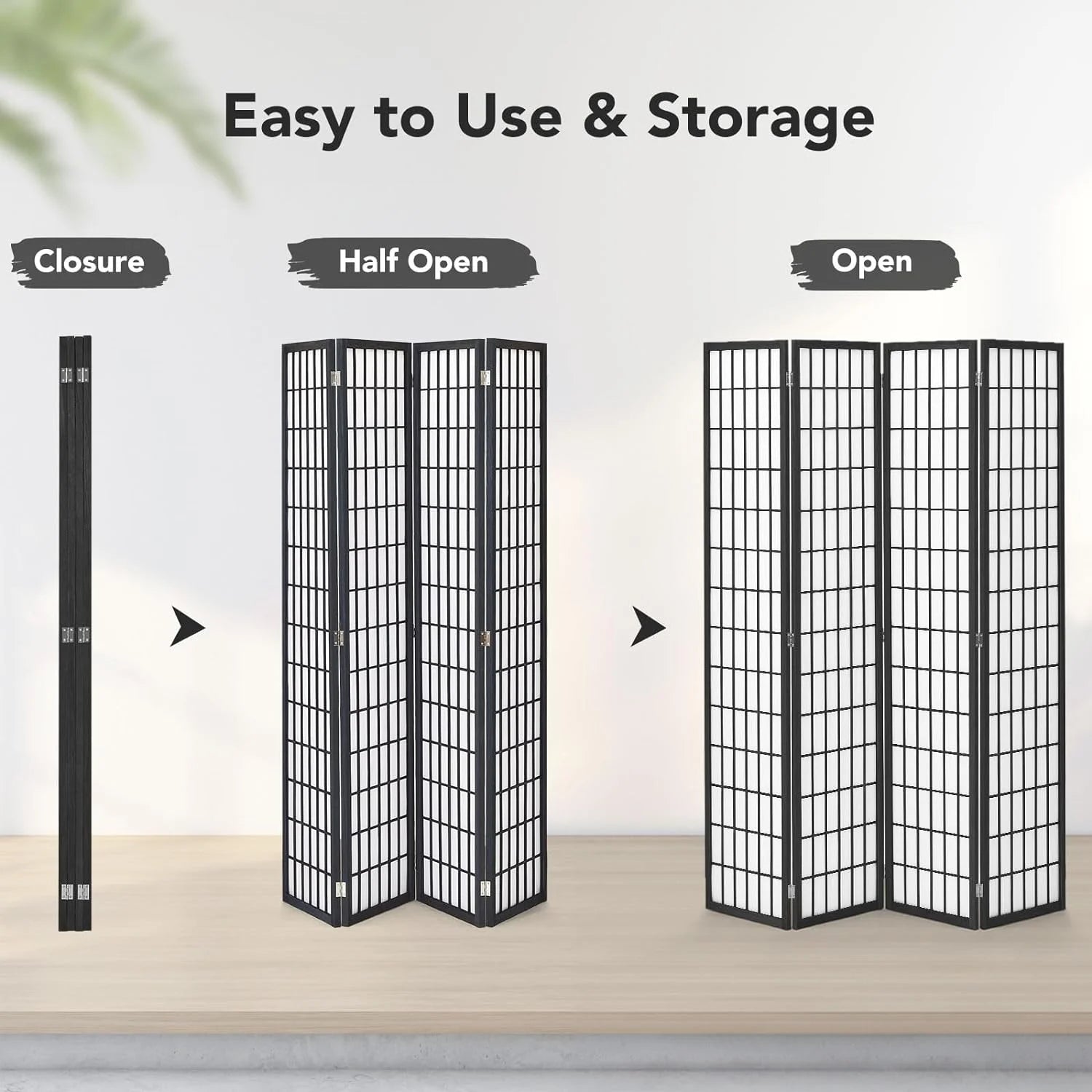 JOSTYLE Room Divider Wall Shoji Screen, 6 Panel Folding Privacy Screen for Room Separation, Japanese Wood Room Divider Screen, 5.9 Ft, Natural