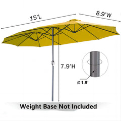 AECOJOY 15x9ft Double-Sided Patio Umbrella, Yellow