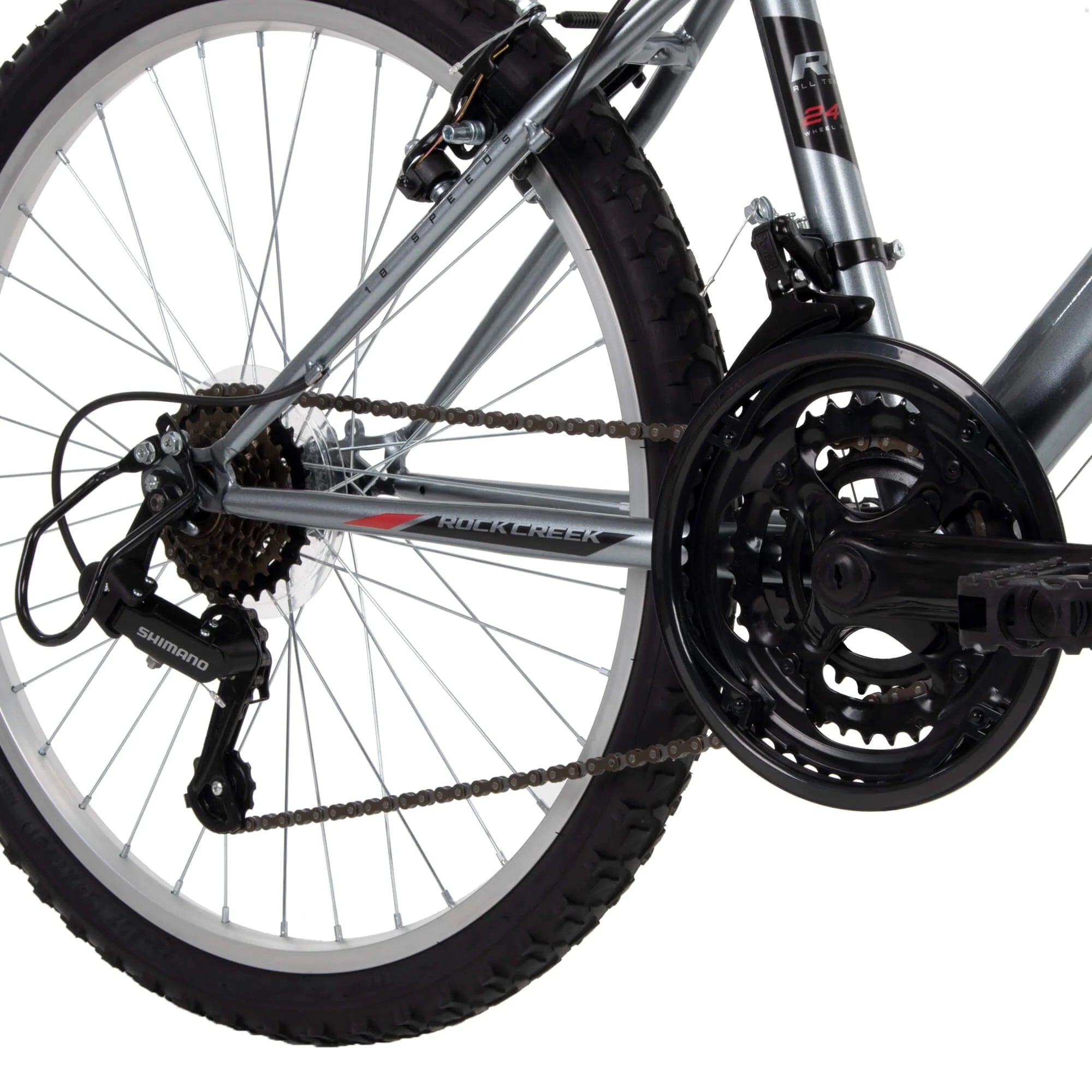Huffy 24" Rock Creek Mountain Bike, Fits Riders 4'8" - 5'8", Gray, Adult, Men'S